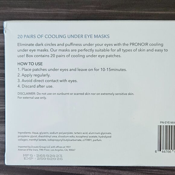 ProNoir Cooling Under Eye Masks 20 Pairs - Picture 7 of 8